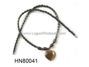Assorted Colored Opal Pendant  Hematite Beads Stone Chain Choker Fashion Women Necklace